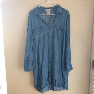 Jean tunic button down dress